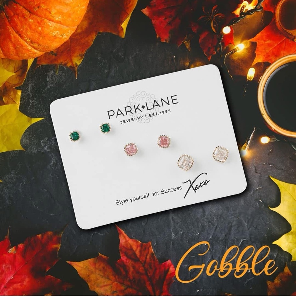Park Lane Green, Pink, and Clear Stud Earrings